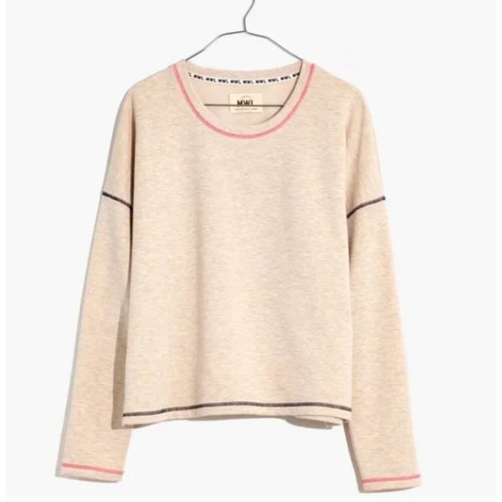 NEW! MADEWELL Contrast-Stitched Easygoing Sweatshirt in HEATHER CLAY (M)
